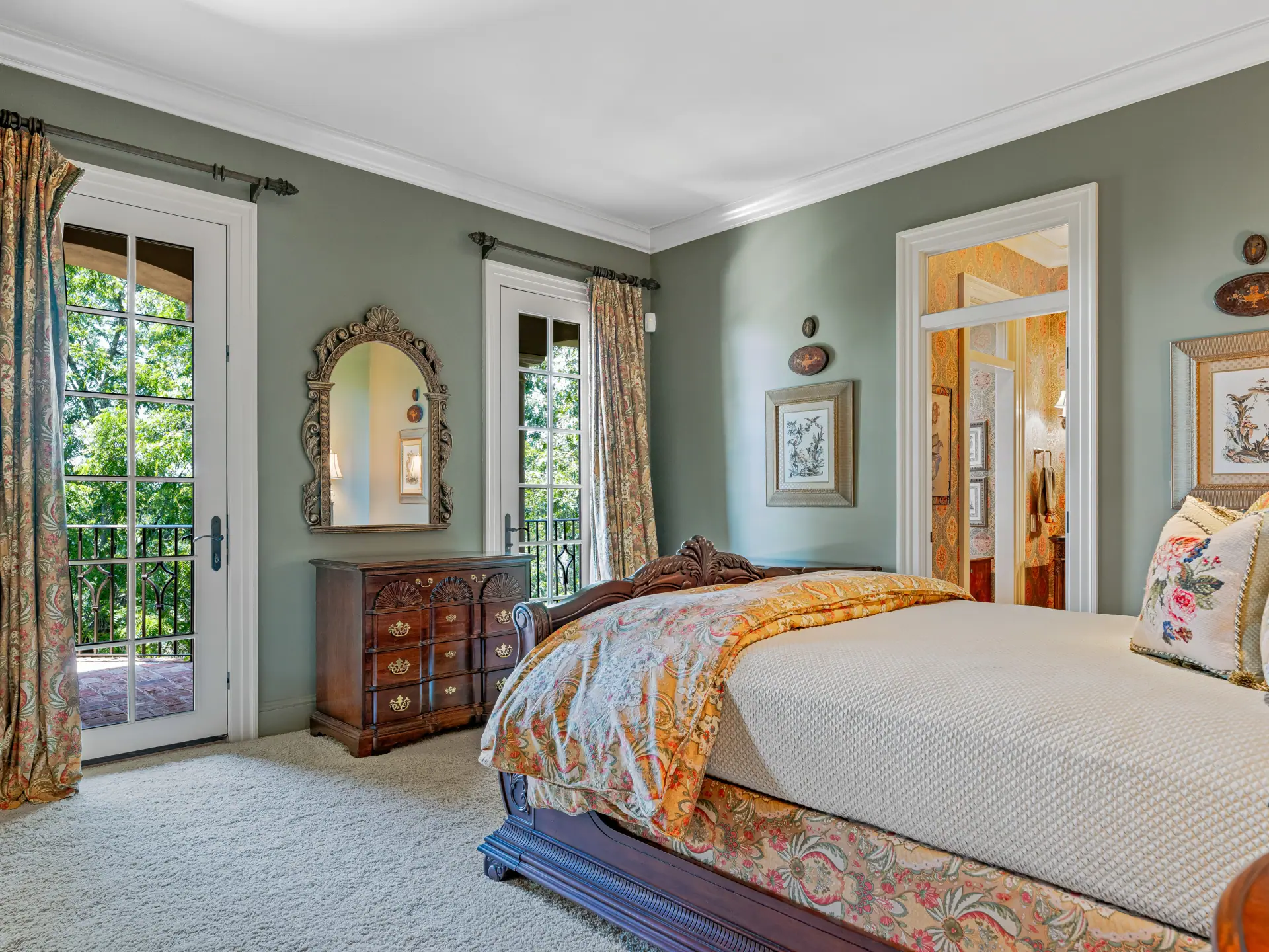 Guest bedroom with French doors